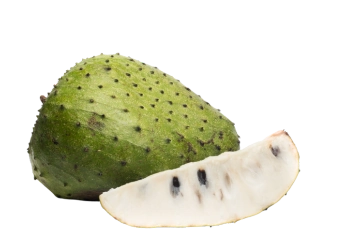 Una guanabana abierta y en rodajas para mostrar una jugosa pulpa, ideal para pulpas de fruta 100% naturales y sin conservantes. - Pulpas Nuestra Tierra